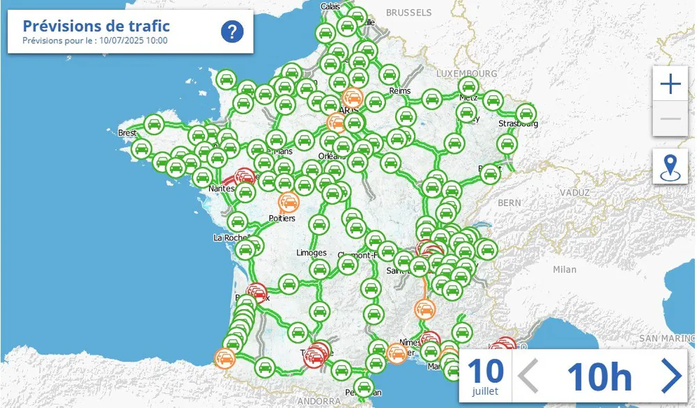 El estado del tráfico en tiempo real, imprescindible para planificar cómo conducir en Francia sin contratiempos.
