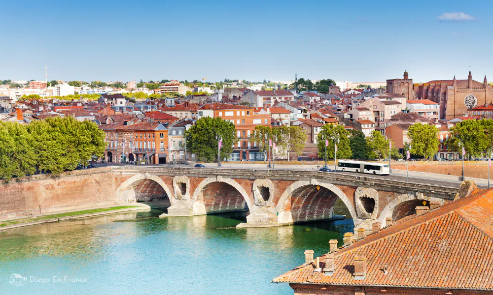 puente histórico sobre el río Garona en la Ville Rose