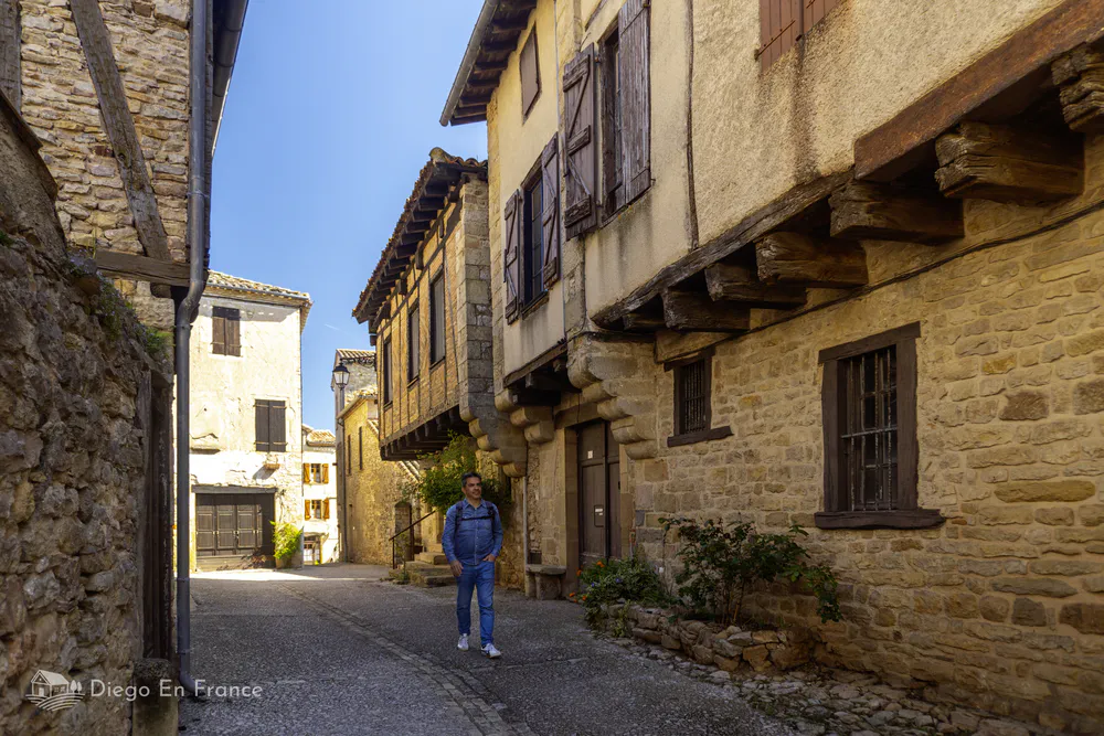Typical view of the historic center of Puycelsi, a medieval village in the south of France renowned for its preserved architecture.